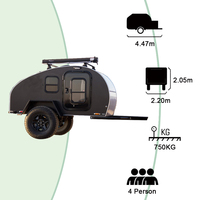 Mini caravane en aluminium personnalisée en forme de larme pour le camping en plein air, vente de tentes de camping portables incluses