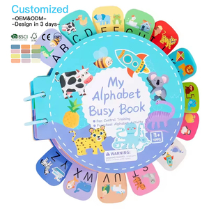 EDULAND Livre d'activités Montessori en bois <span class=keywords><strong>pour</strong></span> enfants, alphabet et jeu de lettres anglaises, OEM ODM, entraînement au contrôle du stylo - Product Image 1