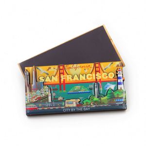 Customized Logo Mdf Wooden Miami San Francisco Bridge <b>Fridge</b> States Usa Souvenir Magnet - Product Image 1
