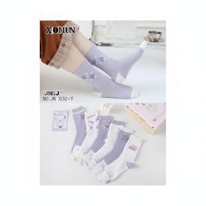 Calzini di puro cotone abbinati a colori leggeri e traspiranti morbidi in maglia alla caviglia graziosi stile Premium per uso estivo primavera inverno - Product Image 1