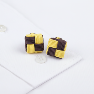 Mancuernillas de Seda de Dos Tonos con Nudo Cuadrado para Hombre, para Trajes, Camisas, Bodas, Aniversarios, Compromisos, Fiestas, Regalo - Product Image 4