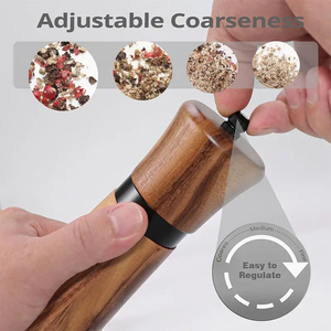 Molinillos Manuales de Sal y Pimienta de Madera Maciza con Núcleo Cerámico Ajustable y Anillo de Acero para Moler Especias - Product Image 5