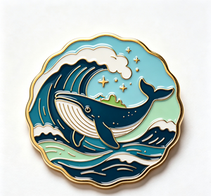 Whale Enamel Metal <b>Pin</b> Gold Plated Cartoon <b>Badge</b> Ocean Animal Cloak <b>Pin</b> for Bag and Garment - Product Image 3