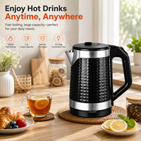 Bouilloire Électrique Texture Diamant 2,3L 1500W Acier Inoxydable Chauffe-Eau Noir avec Accents Argentés Prise UE Vente en Gros OEM
