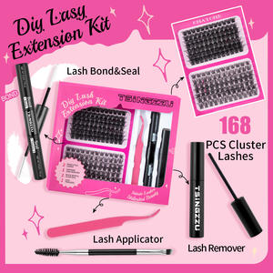 Kit Ekstensi Bulu Mata Profesional DIY, Bulu Mata Cluster Individu Grosir, Bulu Mata Ekstensi DIY Pre-cut Segment - Product Image 3
