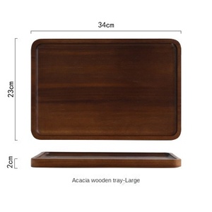 Plateau rectangulaire en bois d'acacia <span class=keywords><strong>de</strong></span> style japonais Porte-gobelet en bois massif Stockage d'assiettes à dîner Porte-gobelet jetable pour thé et eau Fêtes - Product Image 4