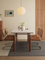 Table à manger rectangulaire moderne, imperméable, stable et portable, avec plateau en pierre frittée, 6 places, mobilier de salle à manger de luxe, villa, hôtel