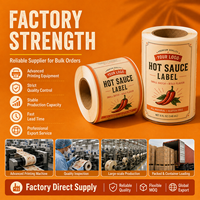Étiquettes personnalisées imprimées directement en usine pour bouteilles de condiments, autocollants durables et imperméables pour emballages alimentaires de sauces piquantes