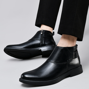 Botines <span class=keywords><strong>Chelsea</strong></span> para Hombre de Piel Genuina de Vaca con Punta Puntiaguda y Cierre, Tallas 37-48, <span class=keywords><strong>Botas</strong></span> de Invierno para Hombre - Product Image 2