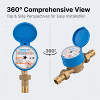 Water Meter Single Jet Mechanical DN15 R100 IP68 Cast Iron Body High Precision Residential Cold Water Flow Measuring Equipment