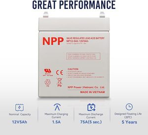 מחסן usa 12 v 5ah סוללת חומצה עופרת אטומה 12 וולט 5 ah עבור מערכת אזעקה ביתית - Product Image 3