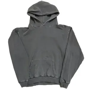 Renk sıkıntılı ağır boy Hoodies asit yıkama Hoodie 500 Gsm fransız Terry Vintage hiçbir dize gri pamuk kumaş kapüşonlu