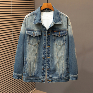 Veste en jean surdimensionnée en coton premium Dirty Was avec fermeture éclair personnalisée pour homme - Product Image 1