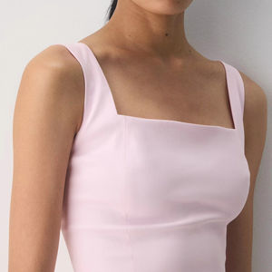 Vestido largo ajustado sin mangas de color rosa claro estilo años 90 con abertura en la pierna, moderno y de alta calidad para mujer - Product Image 5