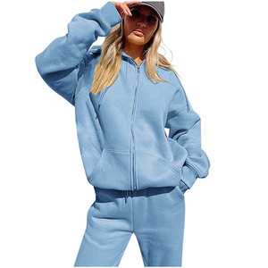 Conjunto Deportivo Largo de Color Sólido para Mujer, con Capucha, Corte Holgado, Otoño Invierno, Ropa Casual Urbana, Marca Privada Personalizada - Product Image 4