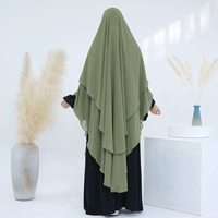 Nouveau Maxi Khimar Long en Chiffon Deux Couches Grandes Tailles pour Femmes Musulmanes Vêtements Islamiques en Gros pour l'Aïd Ramadan Hijab de Prière à Nouer