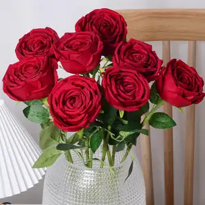 Wholesale high quality single stem royal rose artificial flower event wedding decoration flowers