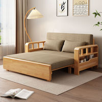 Sofá Cama Convertible Minimalista Moderno, Sofá de Madera Maciza de Doble Propósito, Multifuncional para Sala de Estar, Dormitorio, Universal