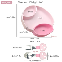 Vaisselle de sevrage pour bébés en gros : Assiette en forme de champignon avec ventouse puissante et ensemble cuillère-fourchette à manche court pour une prise en main facile