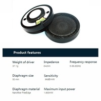 Haut-parleur dynamique de qualité supérieure 64 Hifi 50 mm avec boîtier en métal et plastique, son large bande, certifié RoHS pour l'audio domestique
