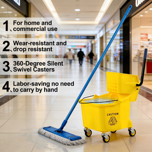 <span class=keywords><strong>Chariot</strong></span> de <span class=keywords><strong>nettoyage</strong></span> à double seau de 34 L avec essoreuse, parfait pour la cuisine des restaurants et l'<span class=keywords><strong>entretien</strong></span> des toilettes commerciales - Product Image 5