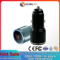 Chargeur de voiture rapide 2-en-1 en alliage d'aluminium 75W double port PD45W PD30W bleu/noir, vente en gros OEM/ODM
