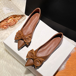 2026 New Summer Autumn Solid High Quality Elegant <b>Flat</b> Bow Tie Fashion Shoes Women Slip-On <b>Pointed</b> <b>Toe</b> Design PU Insole Rubber - Product Image 3