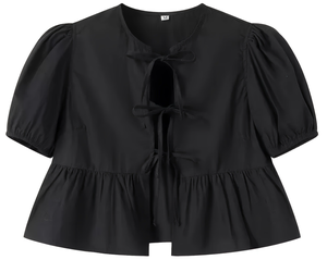 Camicia da donna <span class=keywords><strong>bianca</strong></span> a <span class=keywords><strong>maniche</strong></span> <span class=keywords><strong>corte</strong></span> Casual da ragazza bella camicetta corta con fiocco - Product Image 4