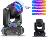 Projecteur LED 200W à tête mobile à prix usine, faisceau, spot et wash avec effet arc-en-ciel et télécommande pour DJ, scène, discothèque, mariage