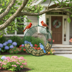Squirrel Puzzle <strong>Feeder</strong> Hanging Metal <strong>Peanut</strong> Ring Coil <strong>Bird</strong> <strong>Feeder</strong> Fat Suet Ball Whole <strong>Peanut</strong> Wreath <strong>Feeder</strong> for Outdoor Blue Jay - Product Image 5