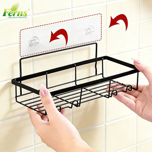 Étagère de rangement pour douche, sans perçage, autocollante, organisateur d'angle de douche, étagères d'angle de salle de bain, panier de douche d'angle avec crochets - Product Image 3