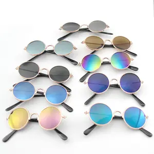 FREE SHIPPING Classic Retro Circular Metal Creative Trend Dog Pet Personality Fashion Lovely Toy Sunglasses Cat Pet Glasses