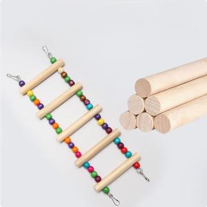 Handgemaakt natuurlijk gezond 6-delig vogelspeelgoed hangend houten multicolor kauwbaar vogelkooi schommel met rinkelbel voor papegaaien - Product Image 5