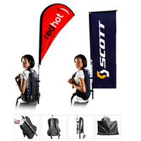 Drapeau de sac à dos en nylon, drapeaux de course, personnalisation de bannières publicitaires extérieures double face, mât de drapeau en aluminium, écologique