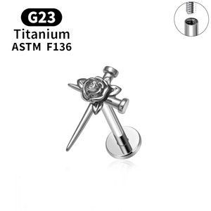 Pendiente de Cartílago de Aleación de Titanio ASTM-F-136 con Diseño de Estambres Dorados, Topacio CZ, Chapado en PVD, Rosca Interna, Cómodo de Usar, para Bodas - Product Image 3