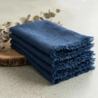 Serviettes de table rustiques en coton et lin à bords frangés, réutilisables et lavables pour fête prénuptiale