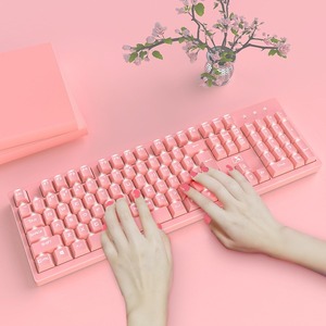 Clavier mécanique rose, taille standard, filaire, USB, rétroéclairage RGB, anti-ghosting, pour jeux et usage bureautique - Product Image 1
