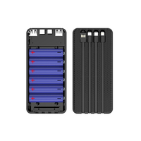 Boîte de rangement de batterie USB 6*18650 à aspiration magnétique sans fil QC 3.0 PD DIY Battery Shell With Cables