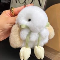 Porte-clés pendentif lapin en peluche imitation mignon, mini poupée en peluche, pendentif sac à dos lapin, cadeau