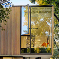 Marco de aleación de aluminio para ventana abatible de doble acristalamiento de diseño moderno de alta calidad NF con vidrio templado de rotura térmica para uso doméstico