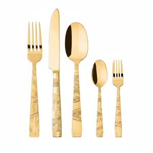 Diseño personalizado estilo europeo restaurante Acero inoxidable cuchillo tenedor y cuchara juego de cubiertos chapados en oro para el hogar Oficina Hotel fiesta - Product Image 1