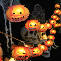 Guirlandes lumineuses citrouille d'Halloween - Alimentées par piles, étanches IP44, lumières LED féeriques orange