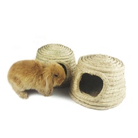 Nid d'herbe double tête pour lapin, niche, nid d'herbe, yourte confortable, maison, cochon d'inde, lit de lapin, jouets à mâcher, tunnels, hamster