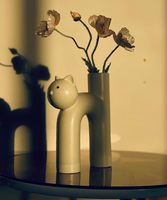 Vase à fleurs en céramique fait à la main pour chat centres de table salon cuisine bureau, cadeau d'amant de chat