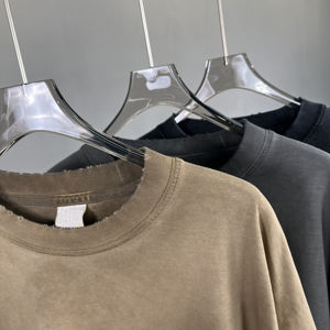 T-shirt personnalisé de haute qualité 100% coton vieilli doux lavé à l'acide surdimensionné Vintage pull au crochet tricoté impression personnalisée hiver - Product Image 6