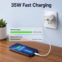 Cargador de Pared USB C Original de 35W, Adaptador de Corriente Tipo C con Carga Rápida PD, Juego Completo para iPhone y iPad