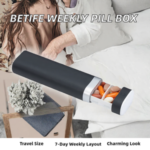 Betife Aluminum Alloy Weekly <b>Pill</b> Organizer 7-Day Compact Portable Travel Medicine <b>Case</b> & Vitamin Storage Holder - Product Image 2