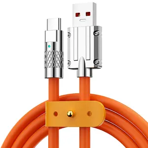 120W 6A Super Fast Cord Zinc Alloy Liquid Silicone Type C Fast Charging Cord Data Cable for Phone