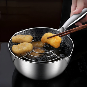 Olla de Acero Inoxidable Engrosada Personalizada al por Mayor, Mini Freidora Doméstica, Sartén Pequeña <span class=keywords><strong>para</strong></span> Tempura que Ahorra <span class=keywords><strong>Aceite</strong></span>, Ideal <span class=keywords><strong>para</strong></span> Alimentos de Bebé - Product Image 1