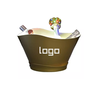 Seau à glace LED personnalisé de 12 L, grand, rechargeable, lumineux, en plastique, pour bouteilles de champagne et de vin